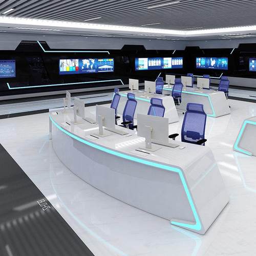 弧形定制烤漆监控台操作台公安消防指挥中心控制台中控室调度工作