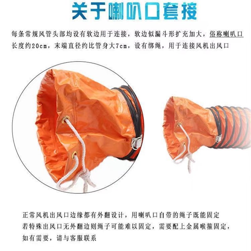 耐高温尼龙帆布风管螺旋伸缩软管轴流风机船舶隧道养殖厂阻燃加厚