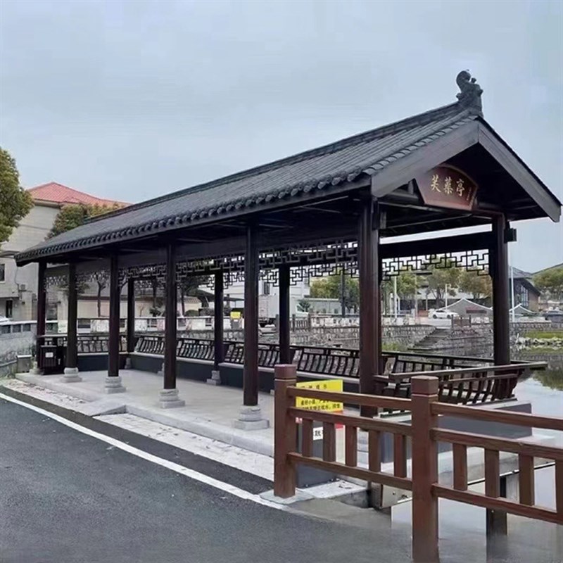 户外古建小青瓦实木长廊走廊古建长廊中式仿古文化长廊