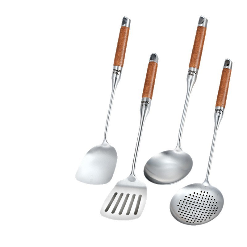 铿锵锅铲316L不锈钢加厚炒菜铲子漏捞勺汤勺家用厨具炒勺套装铁铲