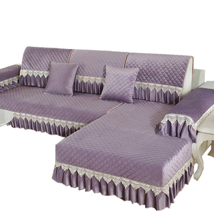 欧式 四季 通用防滑毛绒皮沙发坐垫一组合套装 沙发靠背巾全罩套冬季