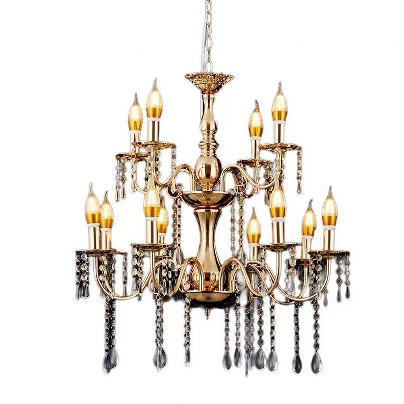 新款婚庆水晶吊灯电镀铁艺装饰吊灯欧式宴会厅款水晶吊灯舞台装饰