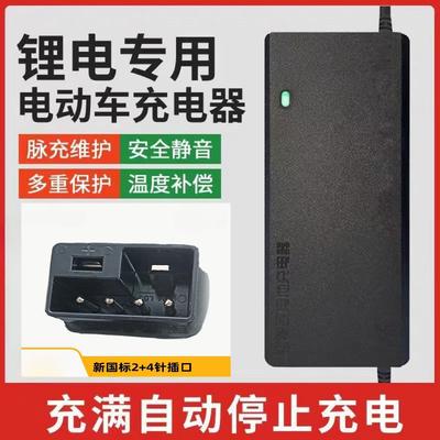 德国台铃新日爱马锂电池电动车充电器48V54.6V2A3A5A国标2+4插孔