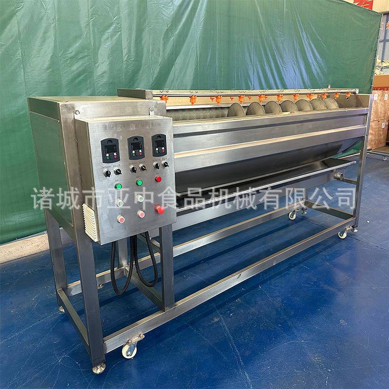 食品厂土豆根薯类蔬菜去皮机毛刷清洗机螺旋毛刷去皮机