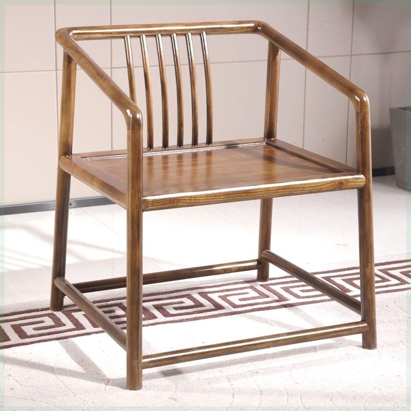 实木中式圈d椅榆木围椅餐椅靠背椅子凳子家用办公茶桌配椅太师椅