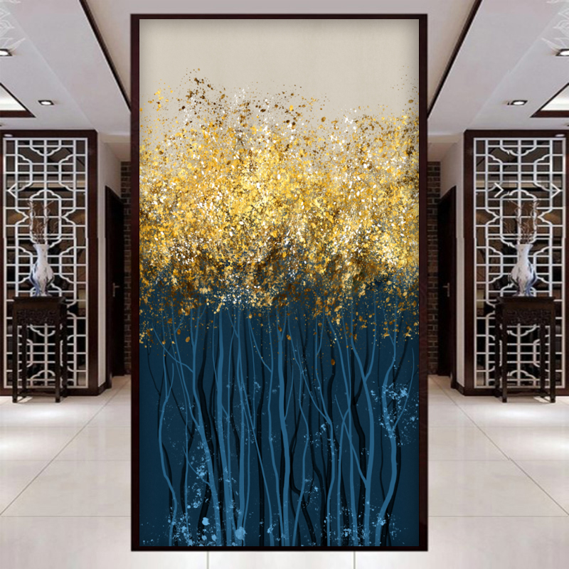 抽象艺术玄关f背景墙壁纸壁画走廊过道竖版装饰画8d立体发财树竖图片