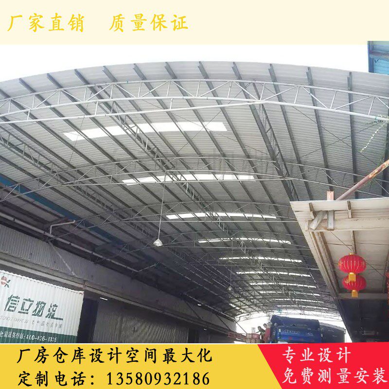 广东锌瓦铁皮棚遮阳棚搭建彩钢瓦雨棚铁篷钢结构厂房屋顶铁棚