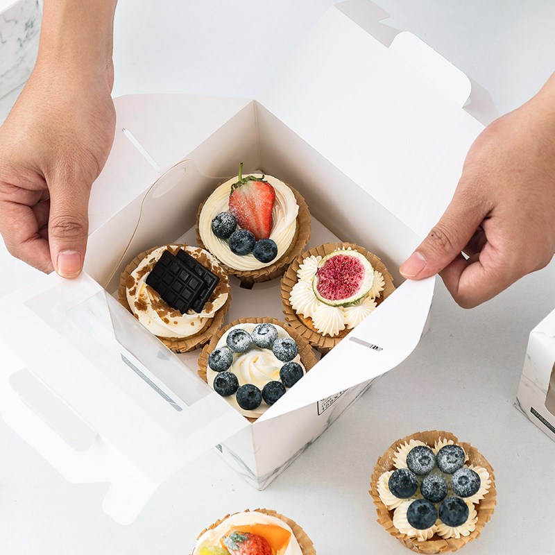 纸杯蛋糕包装盒马芬杯粒杯子蛋糕包装盒甜品手提打包盒子