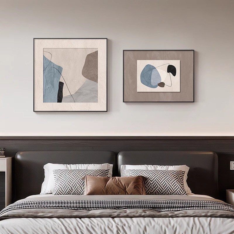 现代简约卧室床头装饰画抽象艺术主卧背景墙壁画2025新款餐厅挂画图片