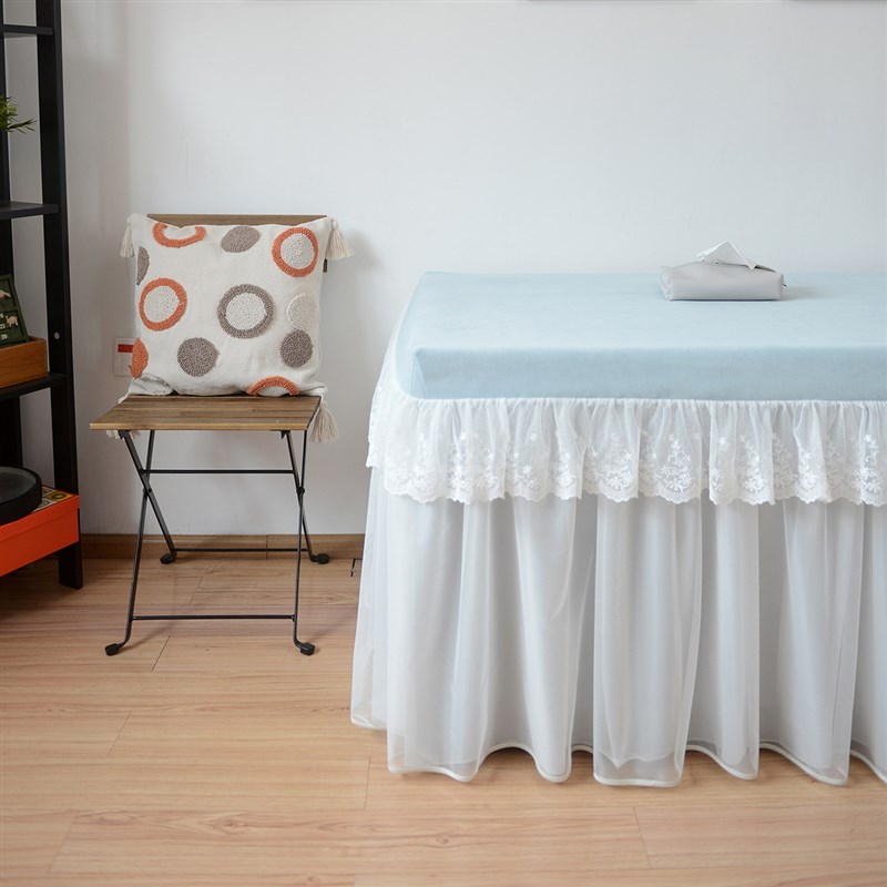 新款奶油风蓝色布艺蕾丝纱裙摆茶几电炉烤火桌桌罩防尘罩装饰罩套