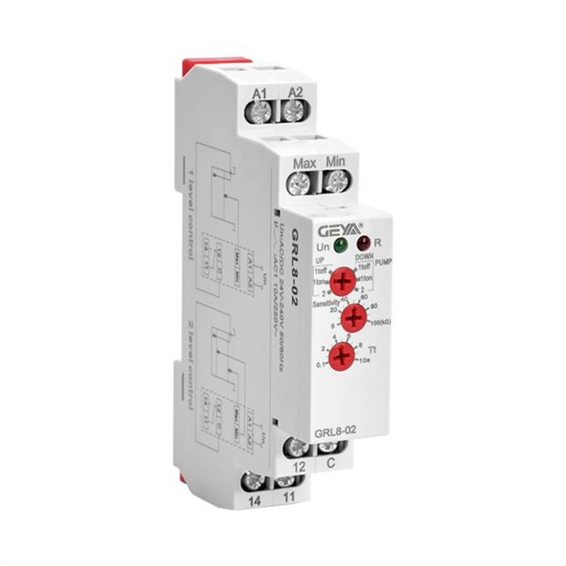 GEYA格亚电子式液位继电器GRL8-0102自动水池水位监控控制器DC24V