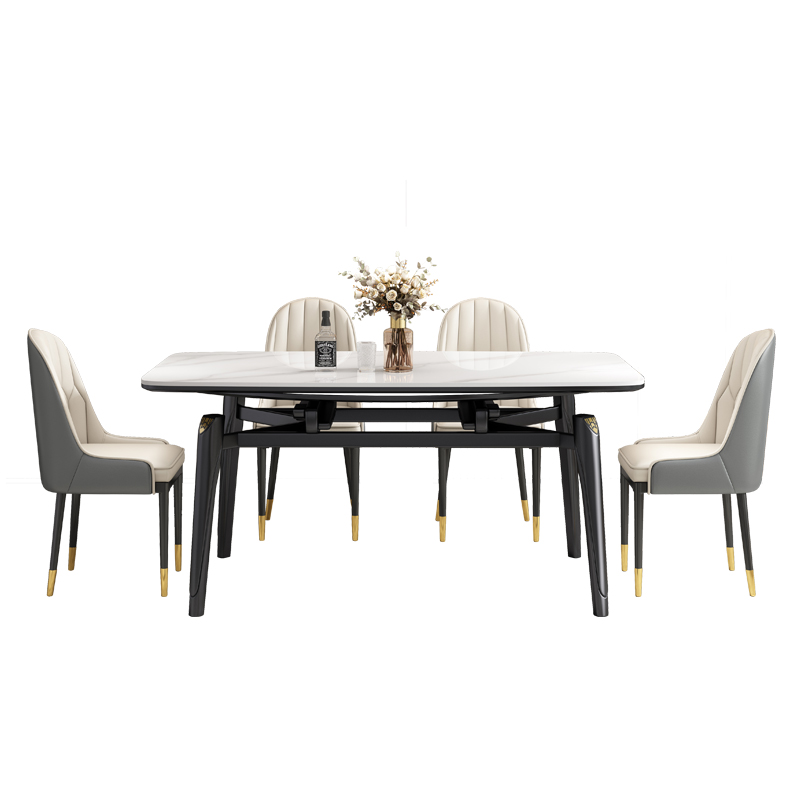 伸缩岩板餐桌椅可变圆桌大理石家用小户型微晶石折叠饭桌