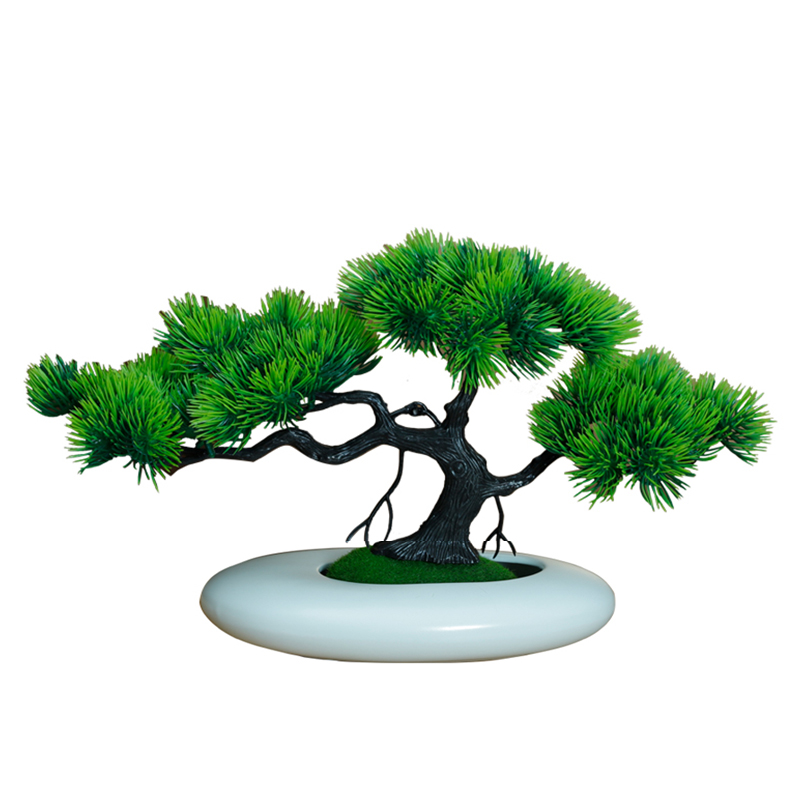 鸿运迎客松仿真假花造景摆件中式家居客厅松树景观小盆景装饰花