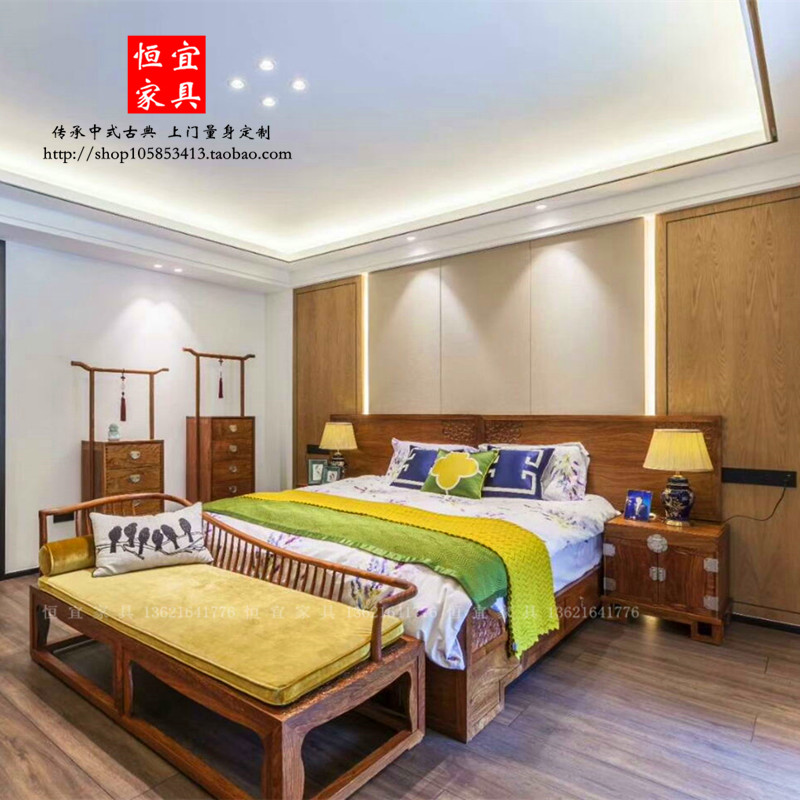 刺猬紫檀红木月圆.米大床实木家具新梨木尺婚床