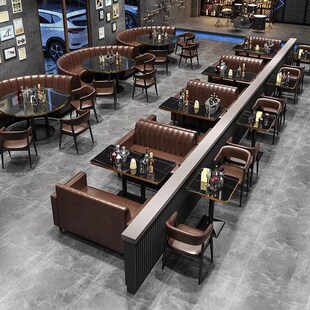 复古餐酒吧卡座定制小酒馆吧转角型靠墙沙发奶茶店咖啡厅桌椅