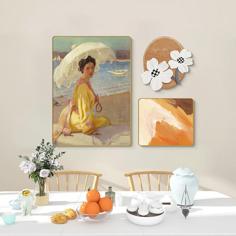 复古餐厅装饰画艺术人物组合画立体花卉精雕画客厅背景墙艺术挂画图片