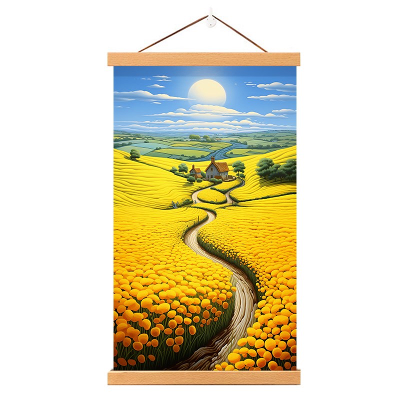 治愈系装饰画向日葵田园风景画现代简约客厅卧室餐厅高级感挂轴画图片