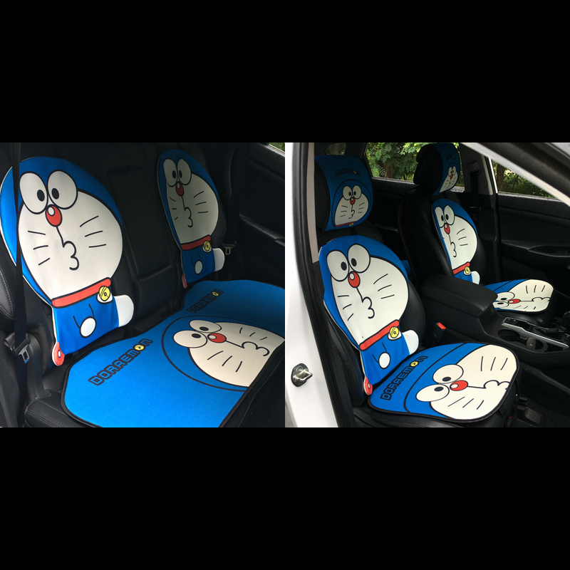 汽车坐垫四季通用棉麻车垫卡通座套亚麻情侣座垫女可爱车内饰用品