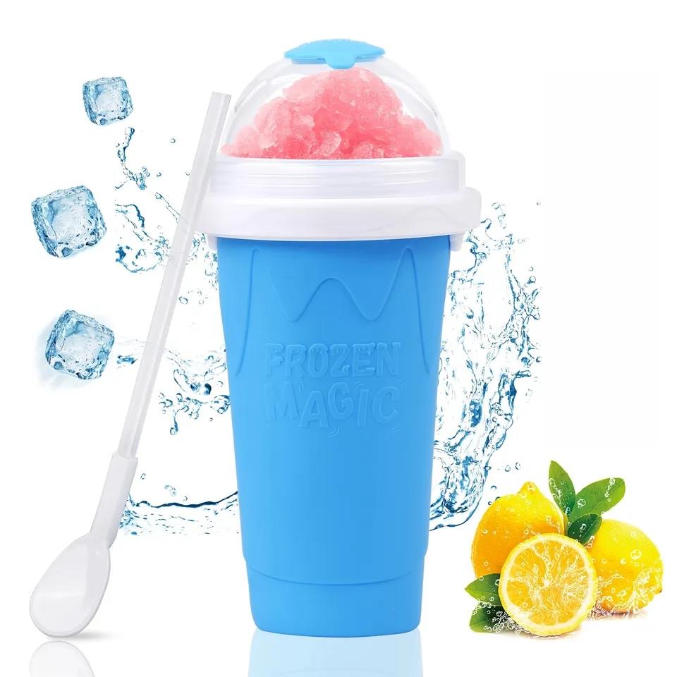 网红夏日制冷杯捏捏自制沙冰碎冰杯摇摇冰沙杯 slushy maker cup