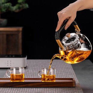 煮茶壶煮茶器蒸煮提梁壶蒸茶器 家用电陶炉耐热玻璃茶壶茶具套装