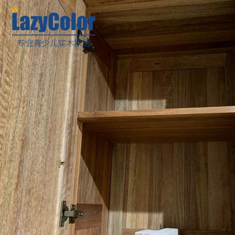 檀丝木衣柜床木蜡油书柜床全实木儿童床带柜书架床柜一体安装