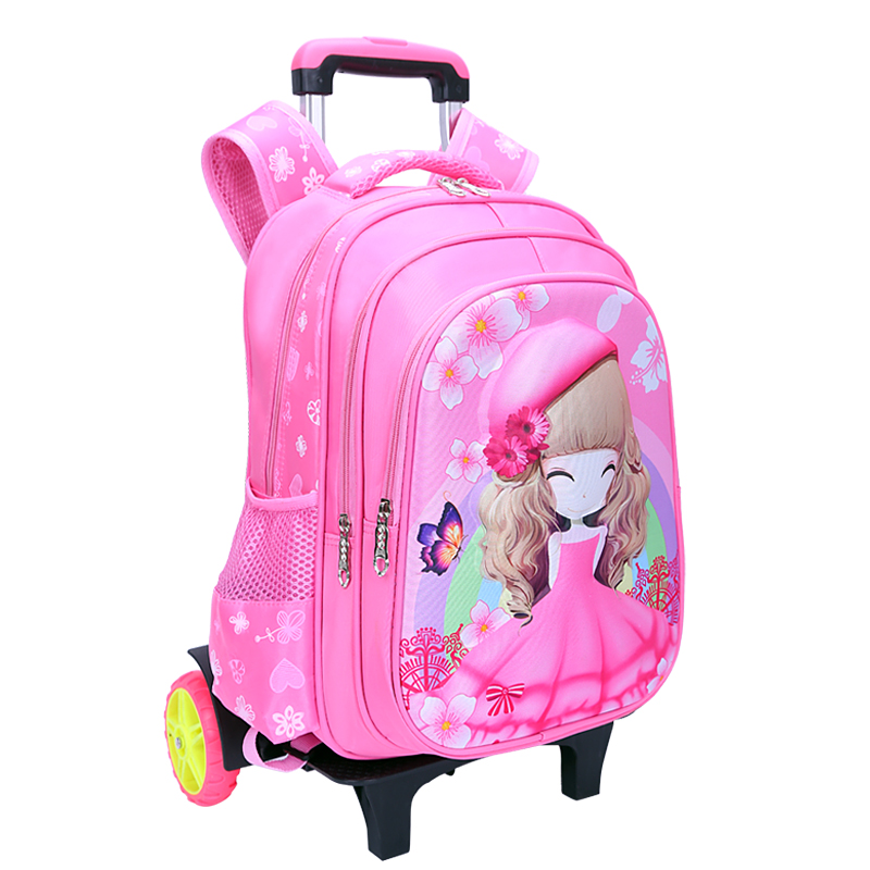 拉杆书包女孩小学生爬楼梯可拆卸女童6-12周岁公主手拖拉2022新款