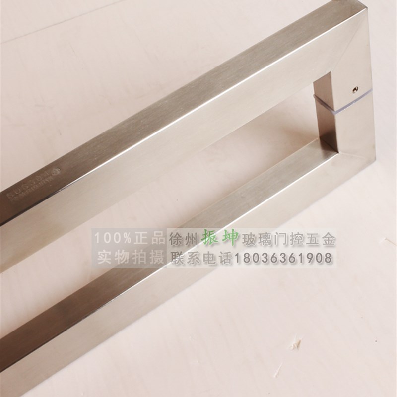 SUS304不锈钢拉丝加厚方管拉手有框玻璃门大门把手3825方形大拉手