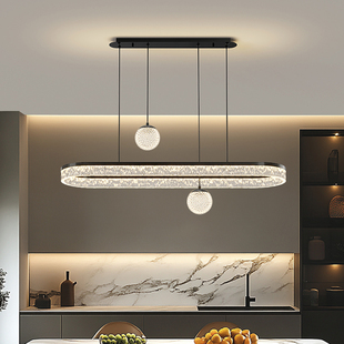 轻奢意式 极简餐厅吧台吊灯简约现代高级感冰裂纹饭厅灯具2025新款