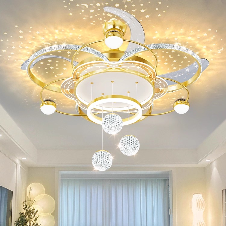 北欧轻奢客厅隐形静音风扇灯