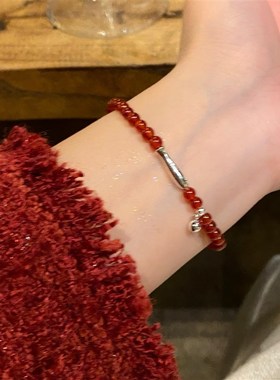 好运锦鲤红玛瑙小鱼串珠手链国风百搭小众高级感手串礼物女