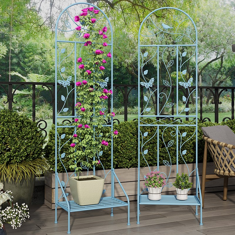 植物花架爬藤架网架带底座花盆置物庭院阳台月季攀爬牵引架铁艺