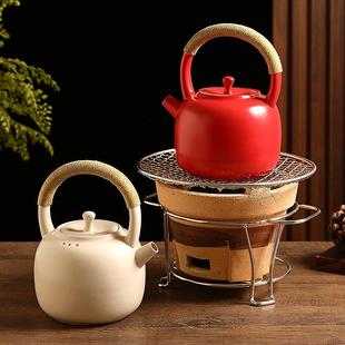 提梁茶壶家用陶瓷烧水壶泡茶围炉煮茶壶明火电陶炉陶壶罐罐茶 日式