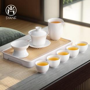 2025新款 功夫茶具套装 羊脂玉瓷轻奢高档家用泡茶白瓷盖碗茶壶茶杯