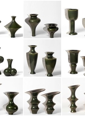 简约几何拼色陶瓷摆件样板间A酒店客厅书房别墅茶室软装饰摆放