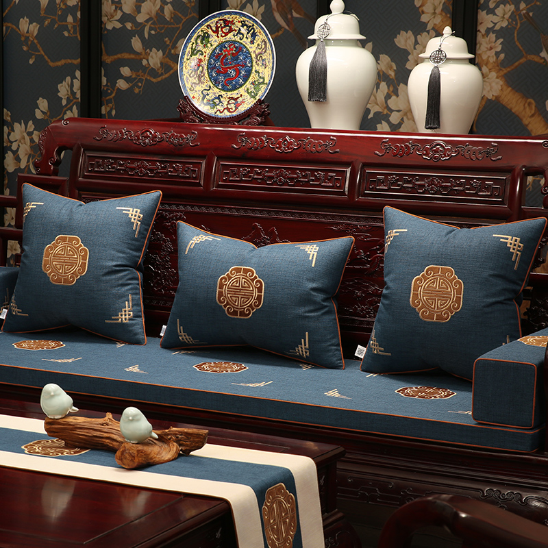 中式红木沙e发垫靠垫抱枕实木椅垫古典家具圈椅垫罗汉床垫子五件