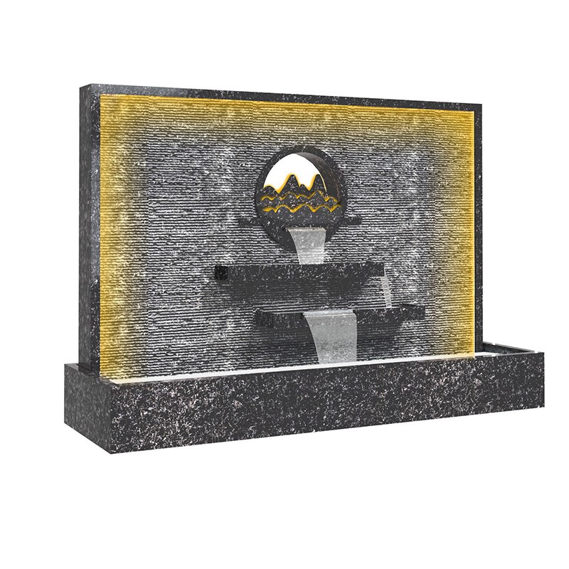 定制】花岗岩石材水幕墙流水屏风庭院围墙鱼池造景装饰公司背景墙