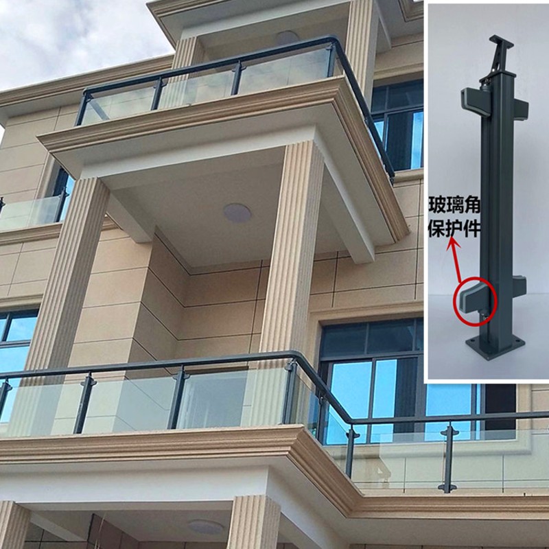 室外阳台栏杆露天楼梯扶手铝合金工程立柱别墅玻璃围护栏定制