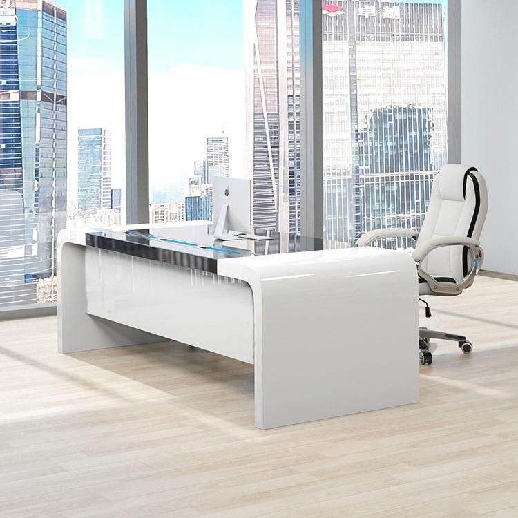 老板办公桌烤漆办公家具现代班台黑白主管经理办公桌椅组合电脑桌