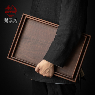 胡桃木c托盘家用茶点盘茶奉茶盘茶杯餐厅咖啡收纳盘实木餐盘 日式