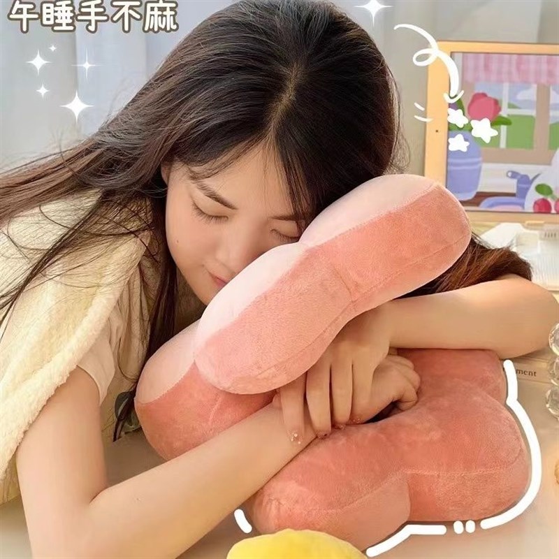 夏季学生午睡教室趴桌子睡觉抱枕凉感花朵女生办公室午休头枕冰丝