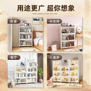 钢制书柜带门多层家用防尘书架落地置物架客厅展T示柜储物柜收纳