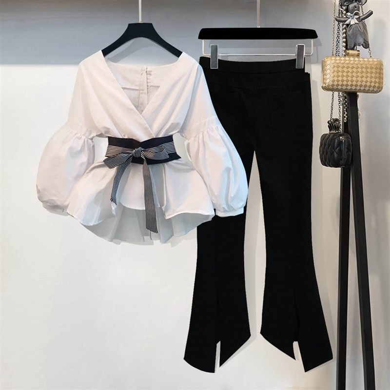 套装女两件套牛i子个性上班服时尚时H髦连身牛仔工装裤春装韩版