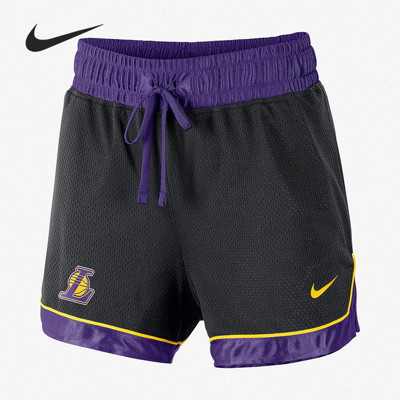 Nike/耐克官方正品NBA新款女黑紫色球类运动篮球短裤AV0211-010
