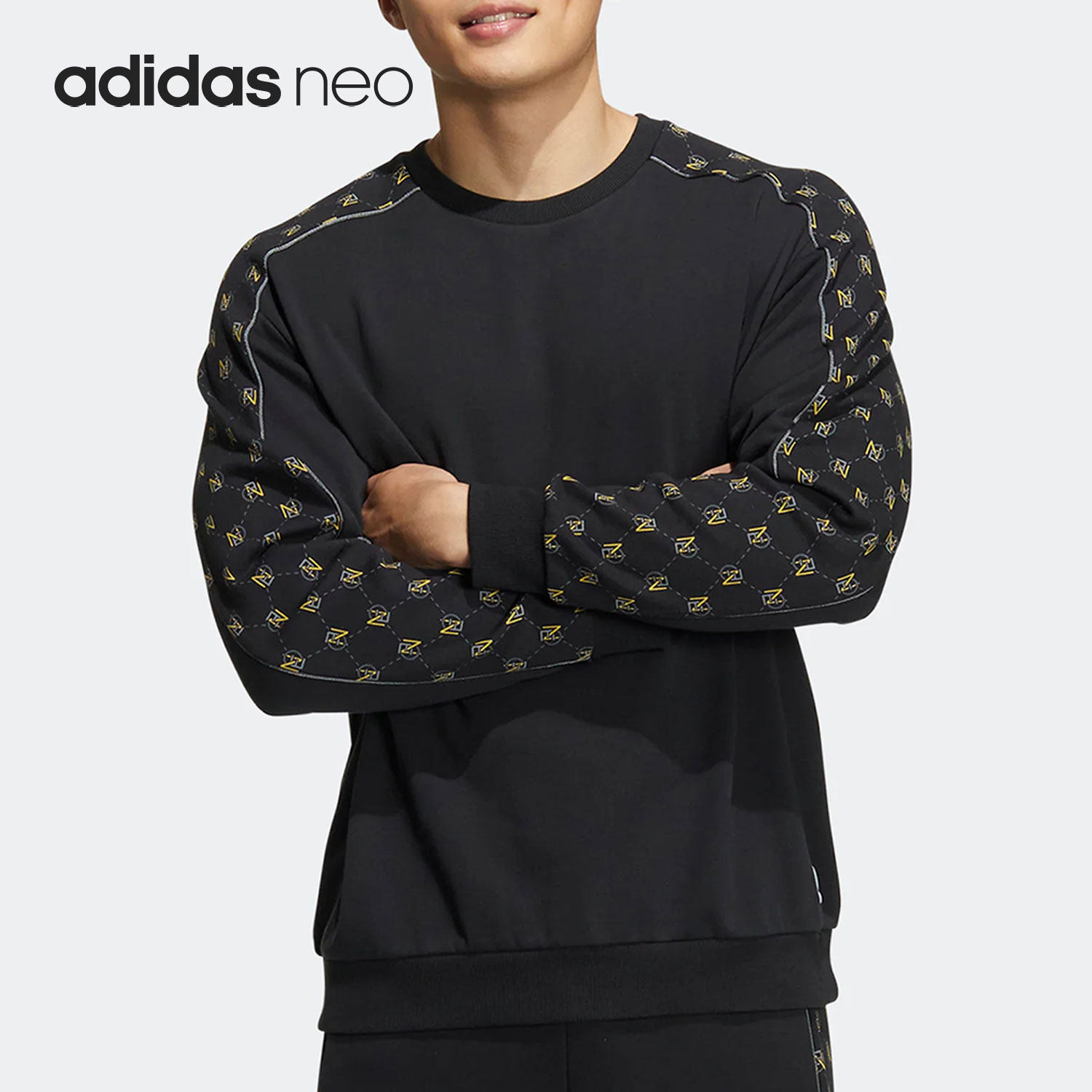 Adidas/阿迪达斯官方正品NEO新款男女运动印花休闲套头卫衣HM1998