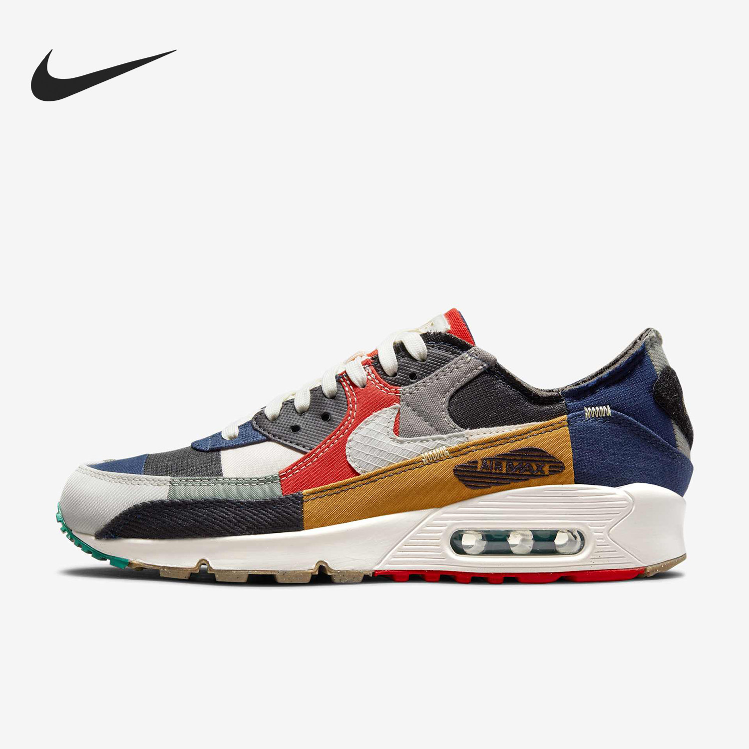 Nike/耐克官方正品Air Max 90 QS男女牛仔补丁跑步鞋DJ4878-400