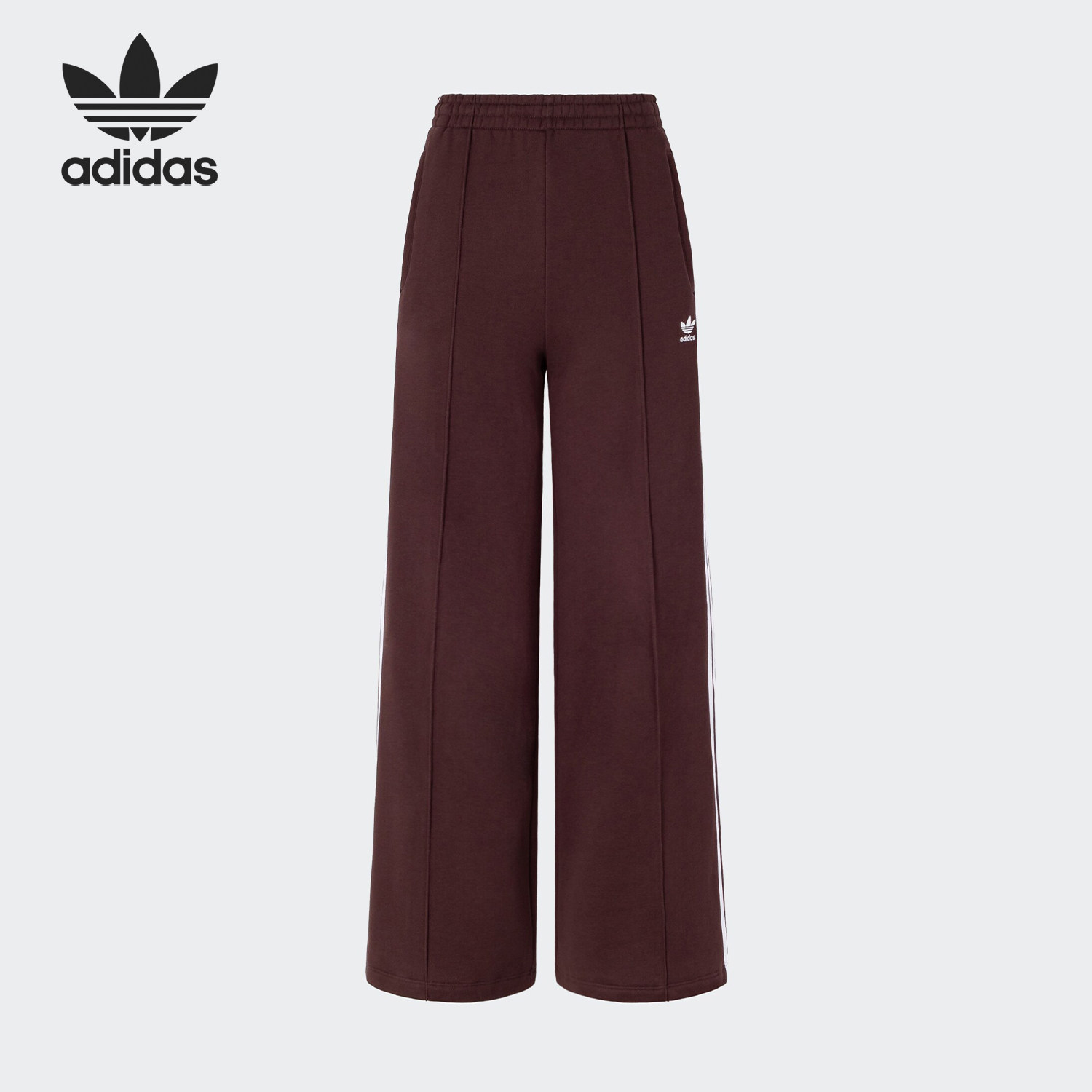 Adidas/阿迪达斯官方正品三叶草女士条纹宽松阔腿运动裤IS6912 - 实物图