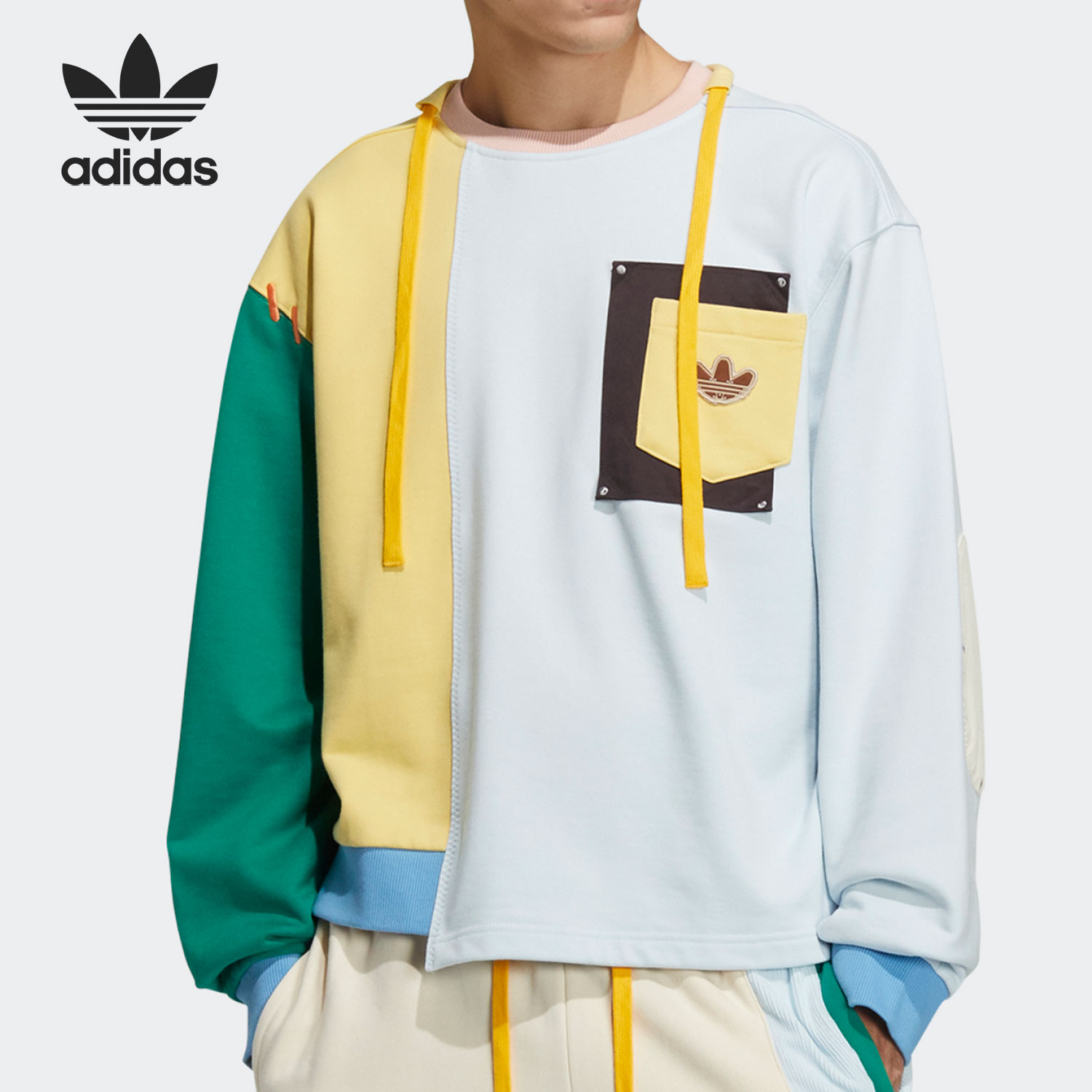 Adidas/阿迪达斯官方正品三叶草木偶系列情侣款针织衫卫衣 HC0348