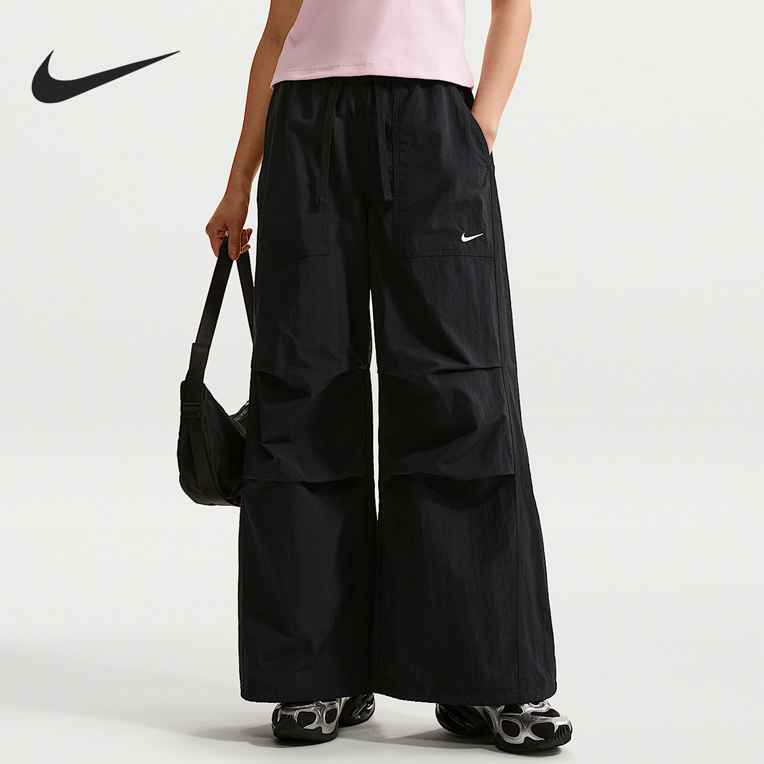 Nike/耐克官方正品Sportswear女士宽松中腰结构感长裤IR1639-010 - 实物图