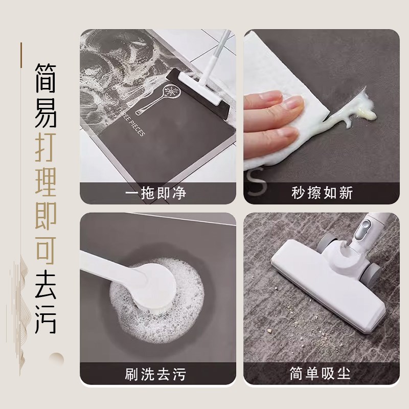 厨房专用地垫l形吸水防滑防油地毯可擦免洗耐脏软硅藻泥卡通脚垫
