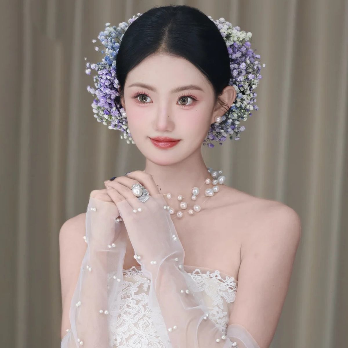 刘亦菲同款满天星晚宴发饰仿真花头饰发夹礼服头花神仙姐姐爆款